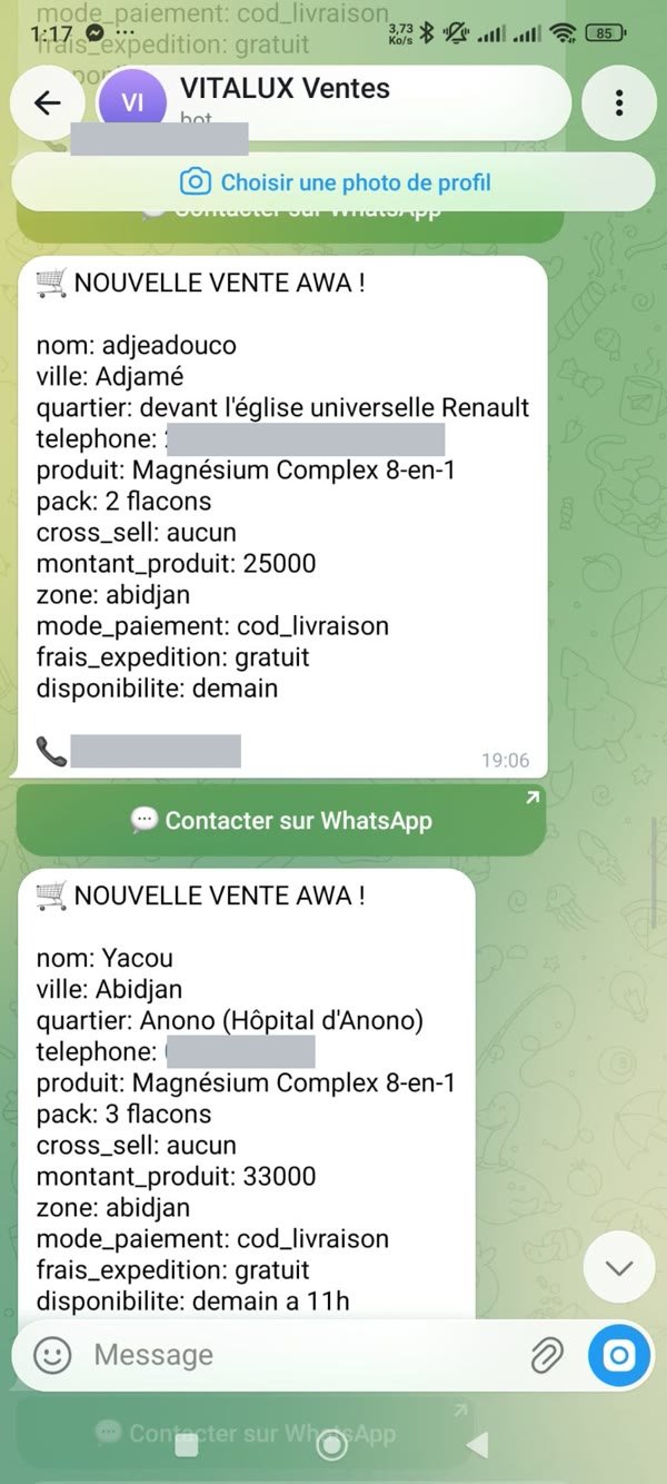 Alerte de commande